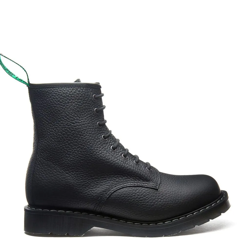 Comfortable Arch High-Top Style Durable Style Solovair 8 Eye Derby Boot in Black Greasy Grain