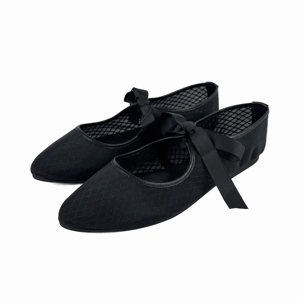 Odor Control Footwear Self Care Intentionally Blank - Valley Flats (Black Leather Mesh)