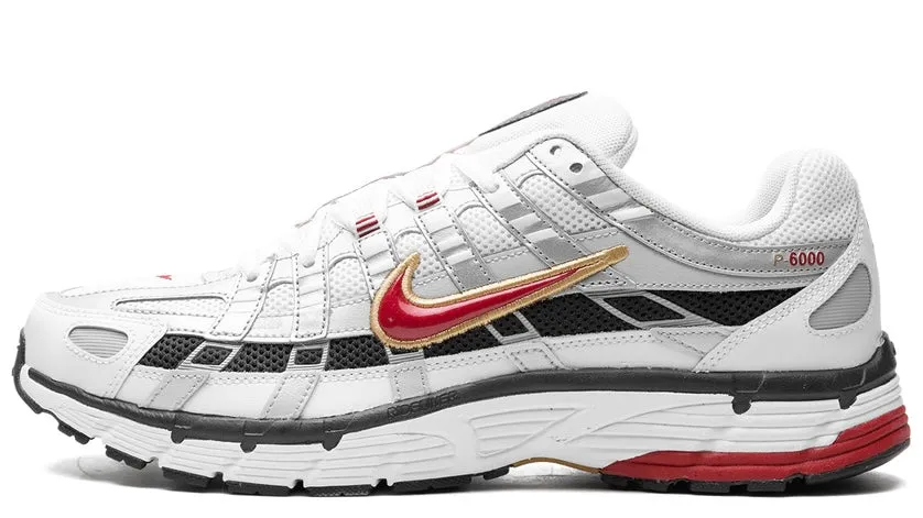 Nike P-6000 Platinum Varsity Red Leather Upper Everywhere Fit