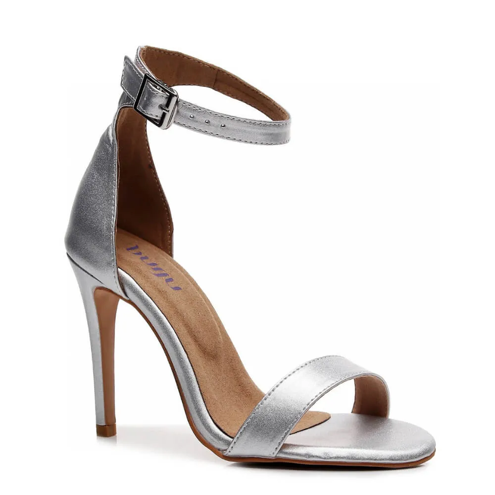 Photo Spark Stunning Style Zoe - Matte Silver Vegan Leather - Street Sole