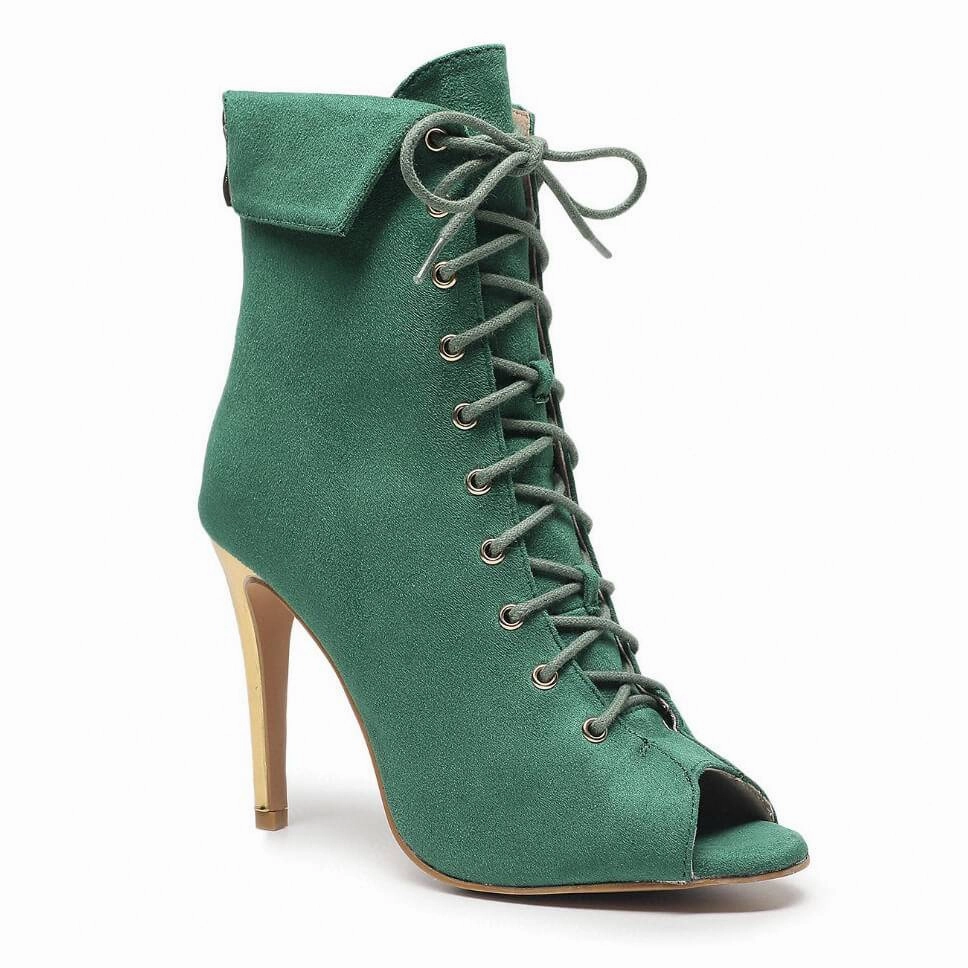 Empower - Green Vegan Suede - Street Sole Winter High Heels