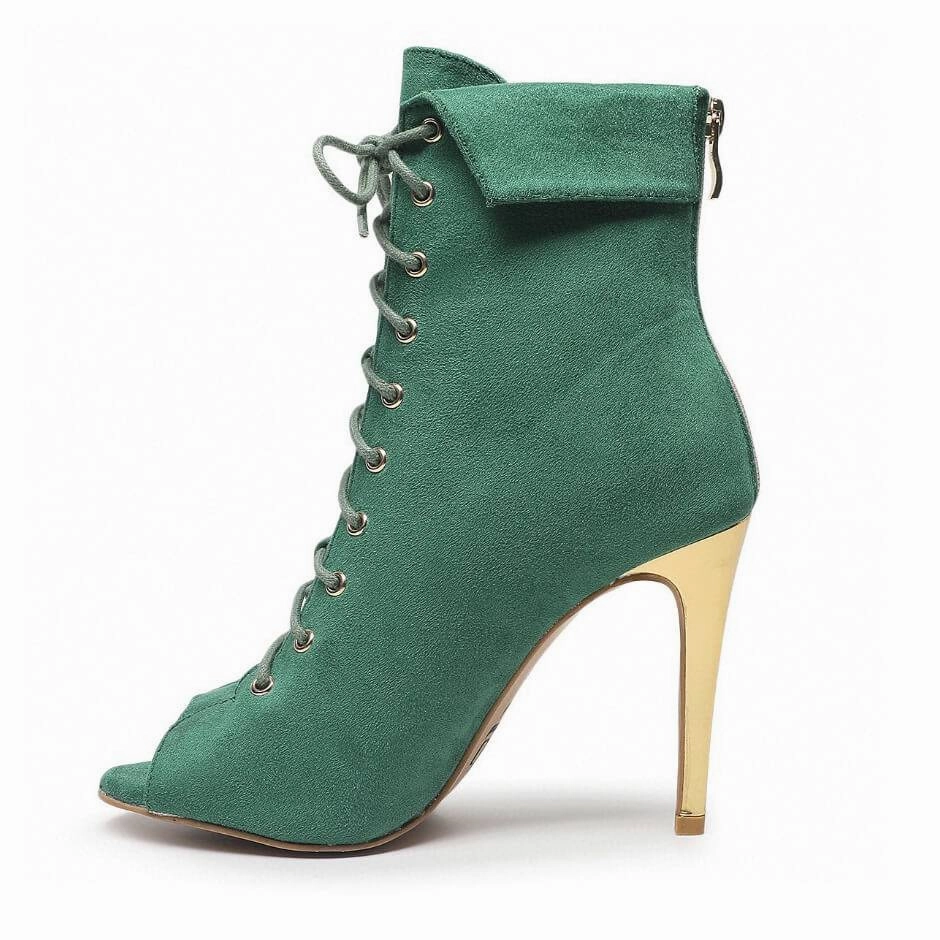 Empower - Green Vegan Suede - Street Sole Classic White Heels