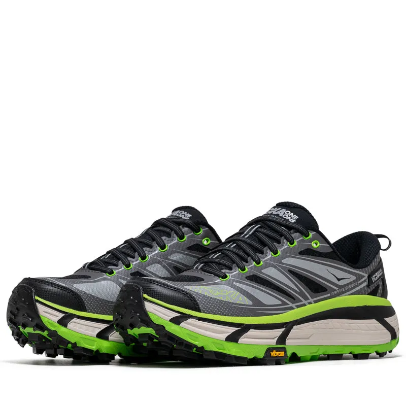 Hoka U Mafate Speed 2 - Black/Electric Green herringbone - design shoes training support