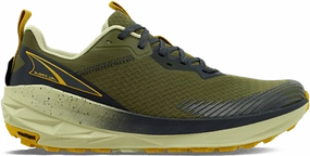 Quarter turn view Men's Altra Footwear style name Experience Wild 2 in color DSTY OLIVE. Sku: AL0A85RX-315