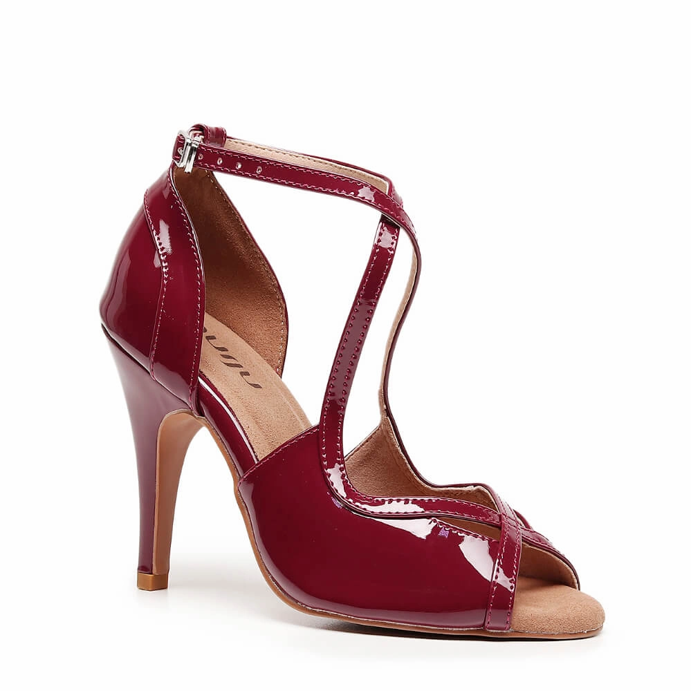 Metallic Shine Starlette - Burgundy Vegan Patent  - Street Sole