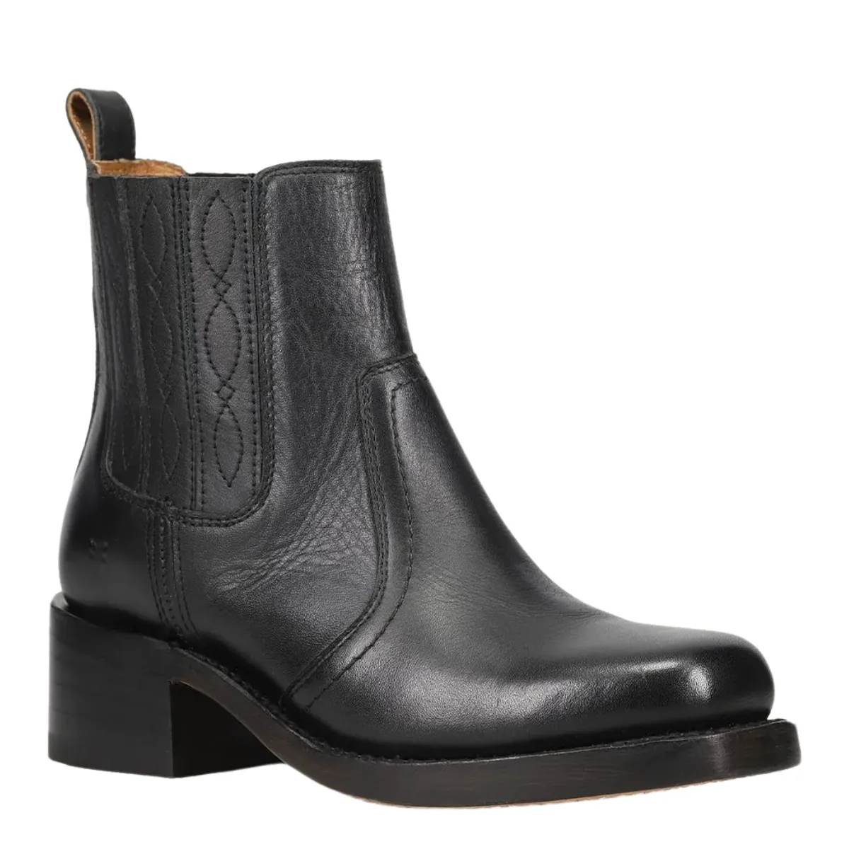Frye Women's Campus Chelsea in Black/Crust Veg Ultra Vent Leather Material