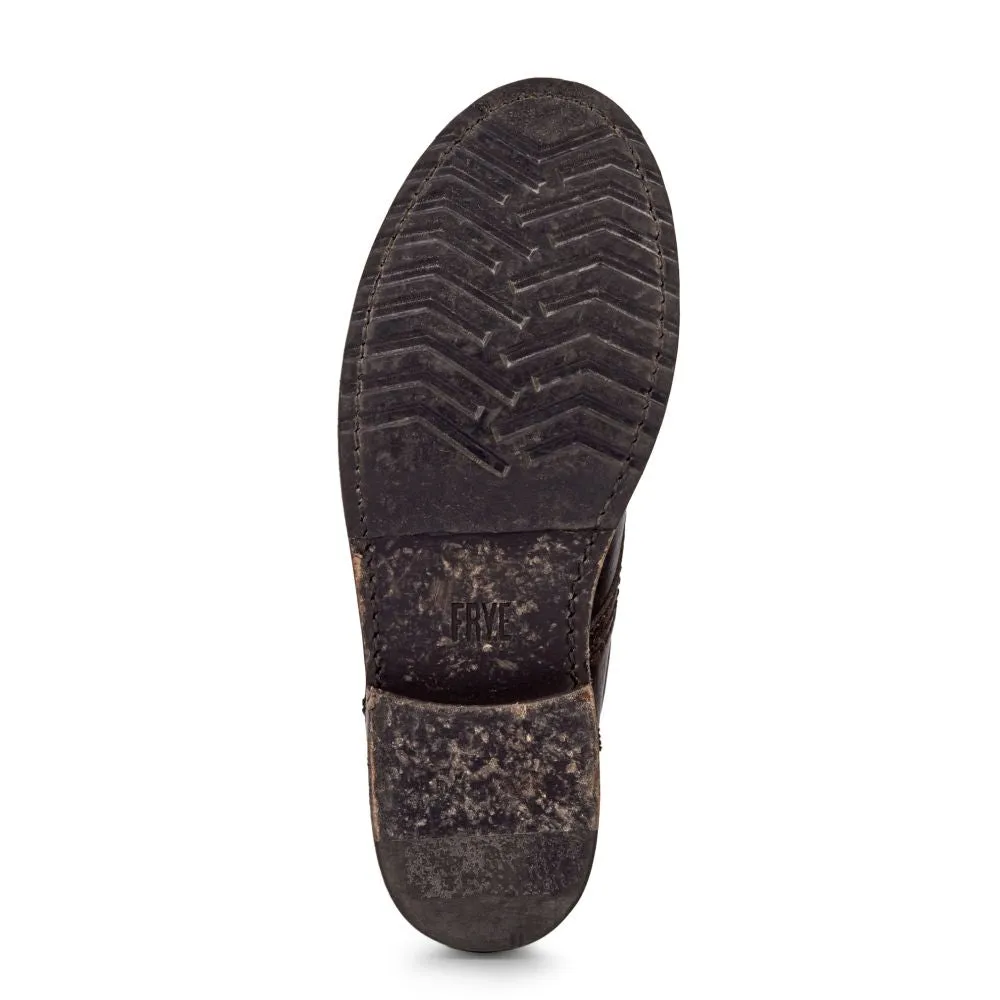 Leather Lining Business Meeting Frye Women's Veronica Combat in Black/Brush Off Full Grain Feather Light Lining