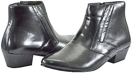 Gabriel -- Men's Cuban Heel Dress Boot -- Black Trendy Vibe Grippy Outsole Mountain Hike
