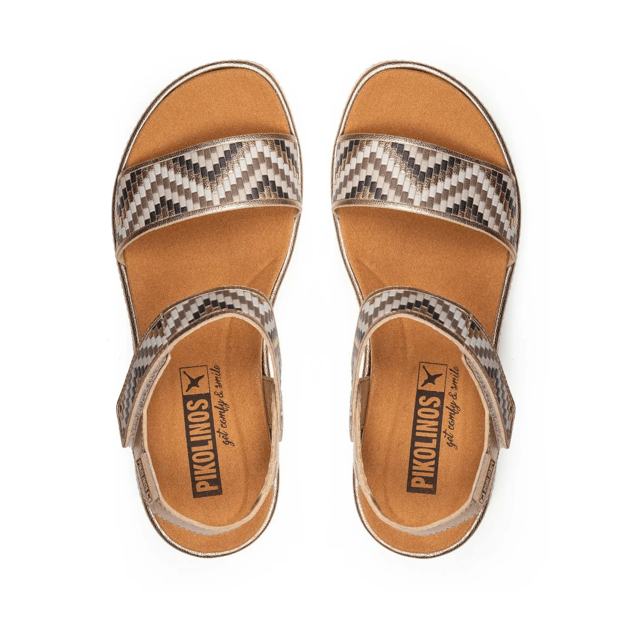 Torsion control Padded Gomera Chevron Sandal | Leather | Champagne