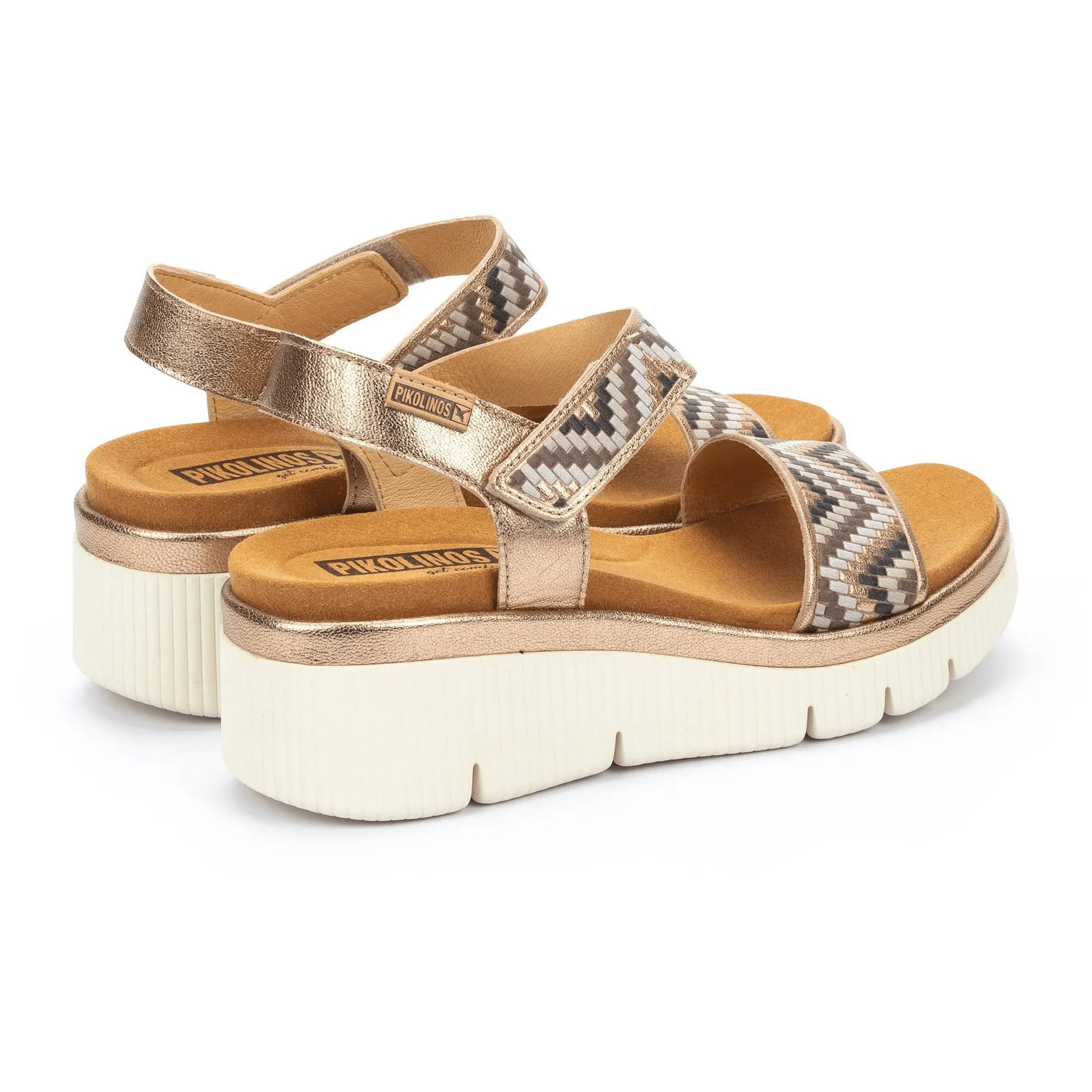Rubber Outsole Skin Fresh Gomera Chevron Sandal | Leather | Champagne