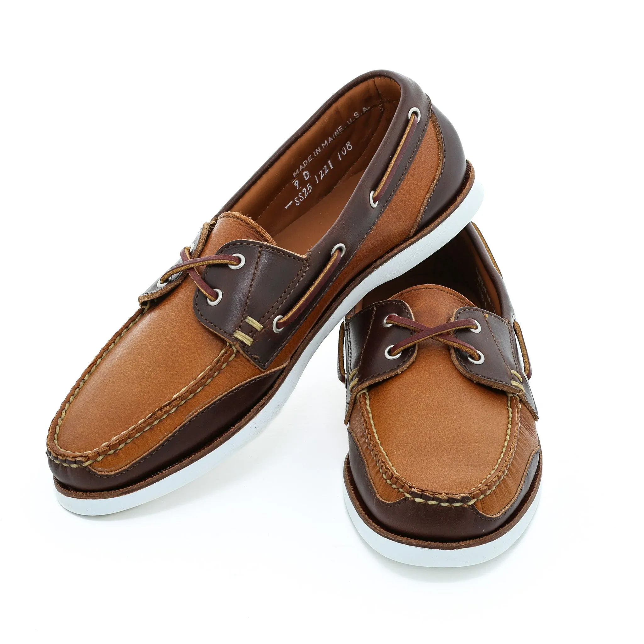 Boothbay Boat Shoe - Walnut Brenta/Heritage Brown lace up closure Non-Slip Grip