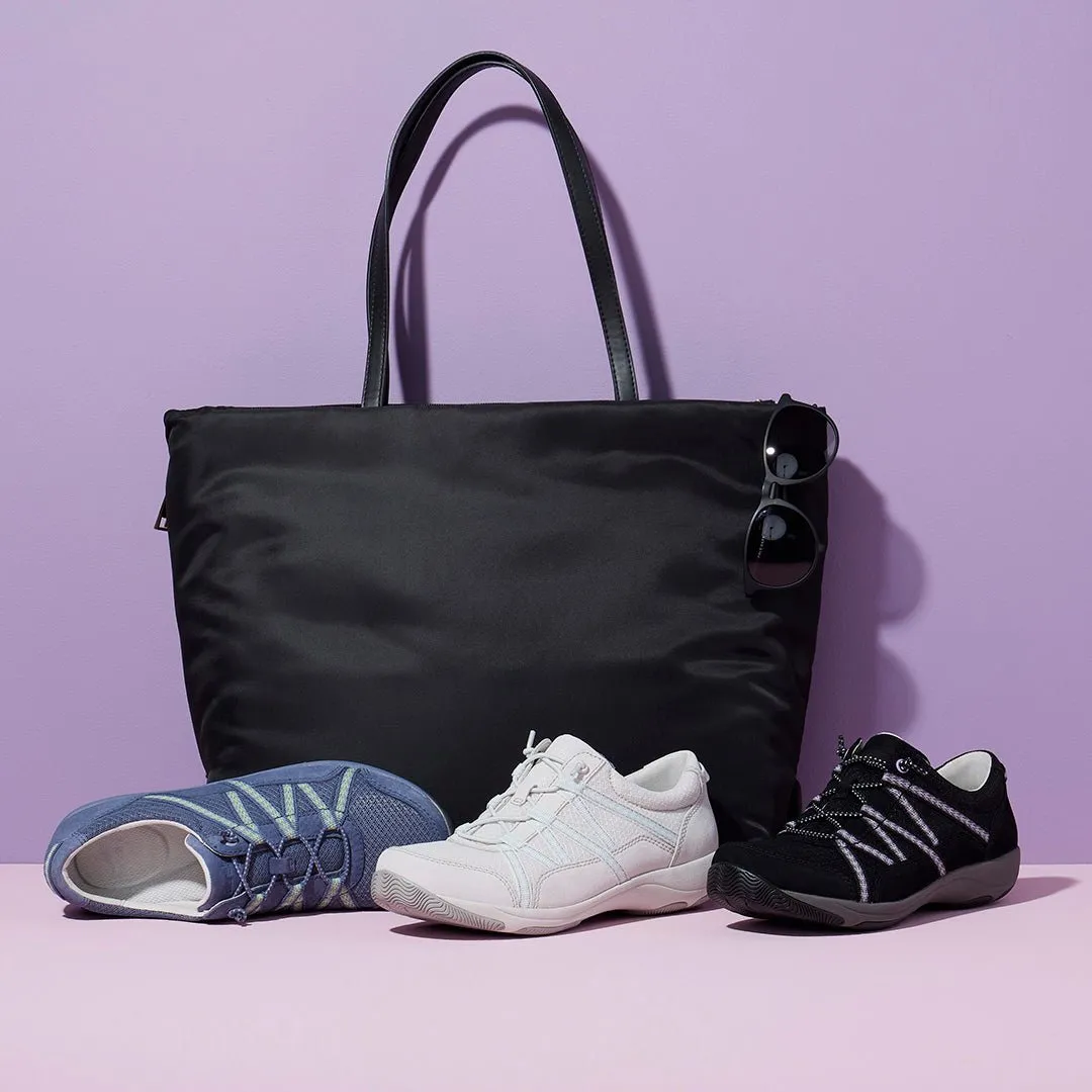 Harlyn | Suede | Black Track Run Comfort Wedge