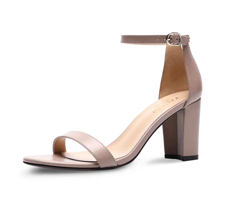 Heather Block High Heel Sandals High Lift Pointed Toe