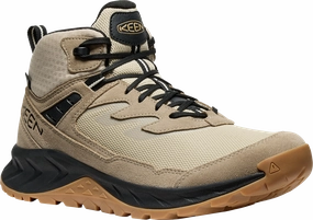 Quarter turn view Men's KEEN Footwear style name Hightrail Mid Waterproof Wide in color BRIND/OAK. Sku: 1030508