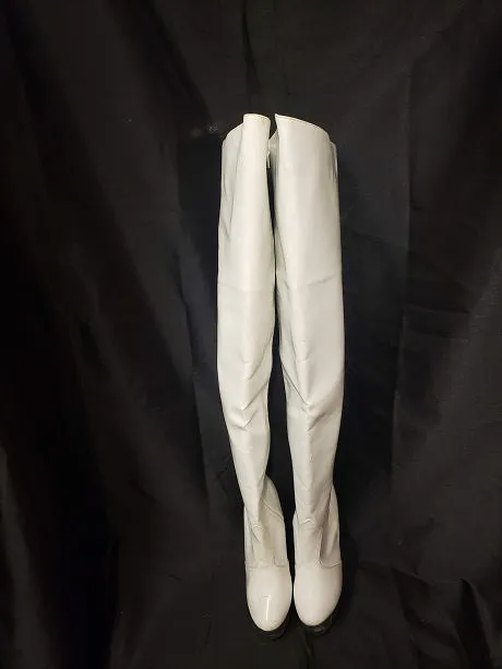 Insulated Cold Climate Daily Essentials 6" Zuri -- Women's Thigh High Platform Dress Boot -- White Patent/Clear