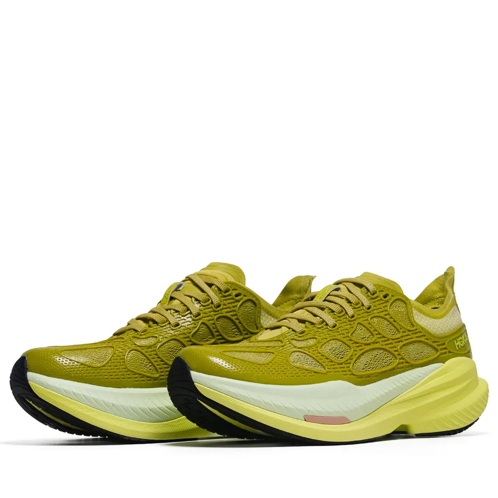 Hoka Mach X Caged - Pea Green/Hoka Citrus padded insoles
