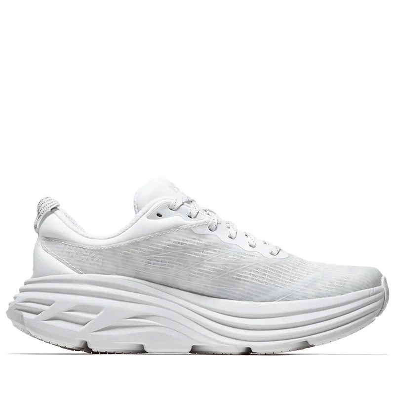 Hoka U Bondi 8 TS Caged - White/Cosmic Grey endurance runners