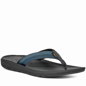 Quarter turn Men's TEVA Footwear style name Hurricane Flip in color Archive Ladder Blue Coral. Sku: 1169492-AHVL