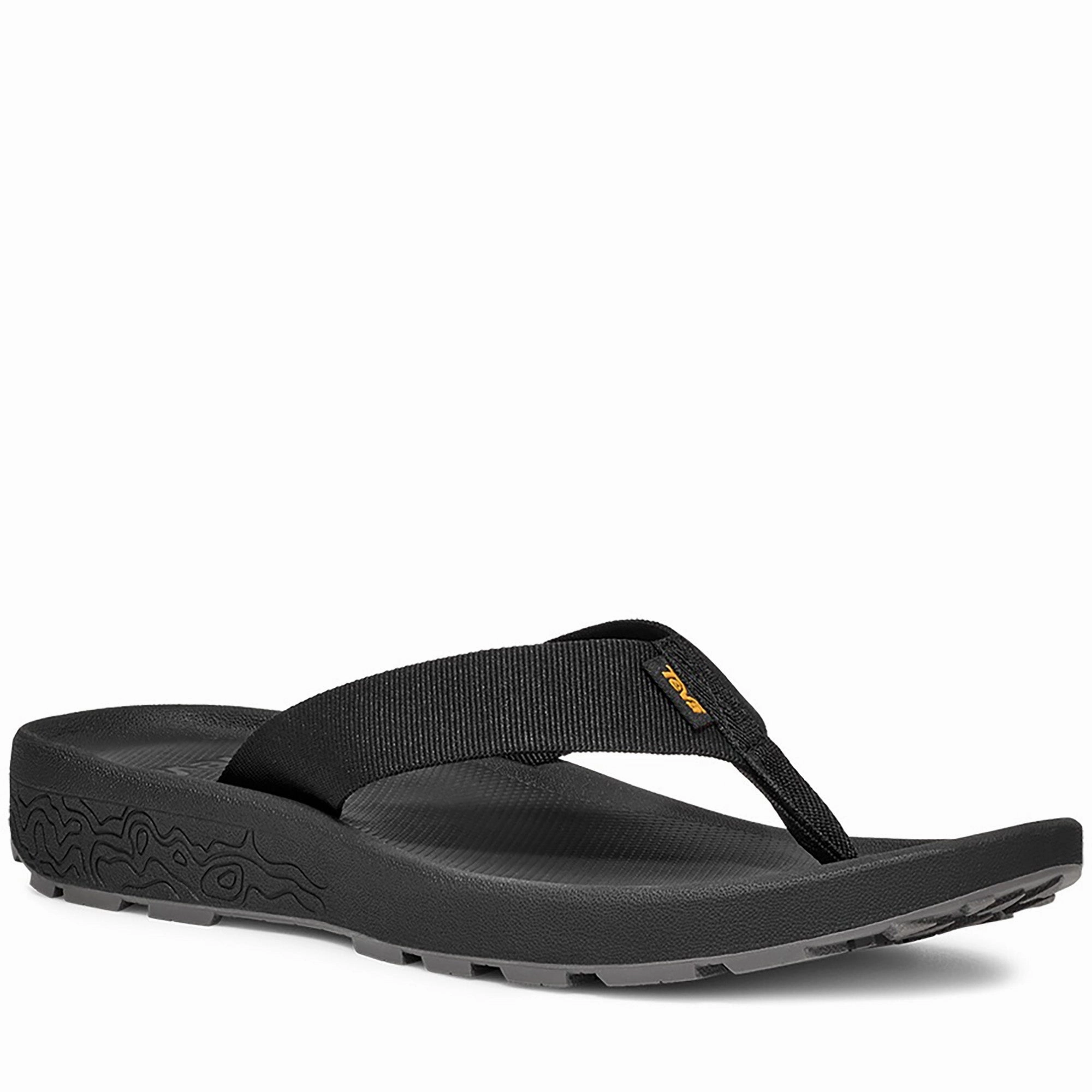 Quarter turn Men's TEVA Footwear style name Hydratrek Flip in color Black. Sku: 1150921-BLK