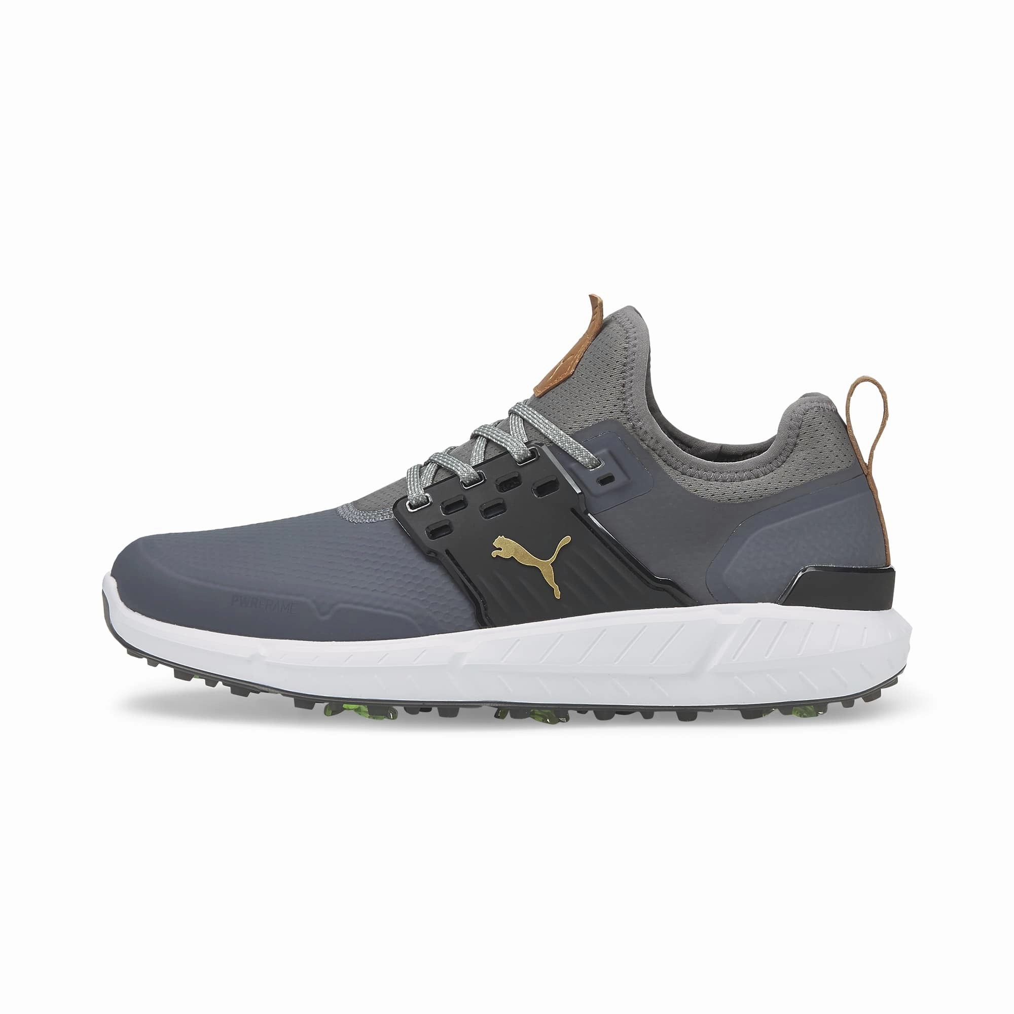 running in a frozen river area shoes IGNITE ARTICULATE Golf Shoes | Quiet Shade / Puma Team Gold / Puma Black