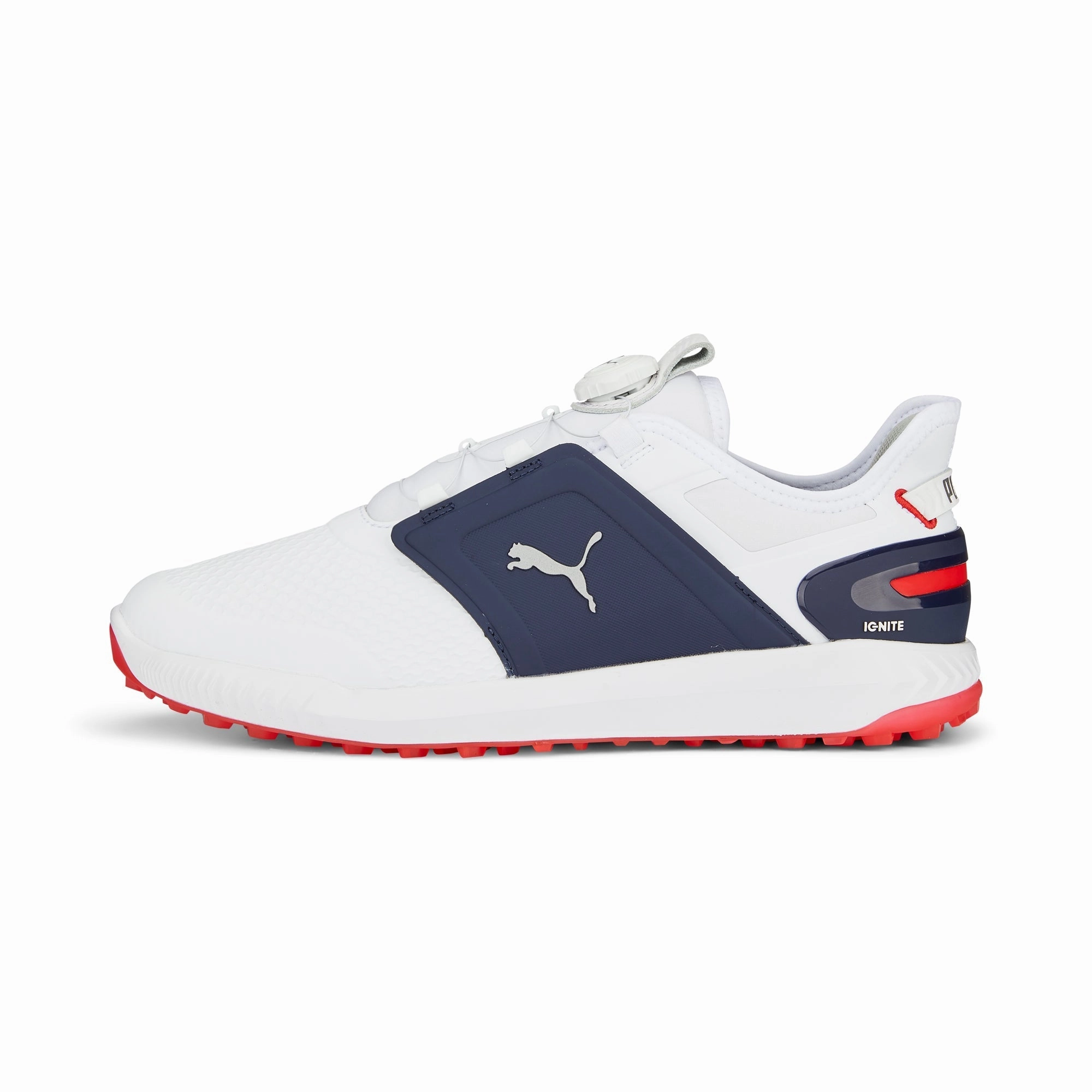 IGNITE ELEVATE DISC Spikeless Golf Shoes | Puma White / Puma Silver / Puma Navy short - distance runners' shoes