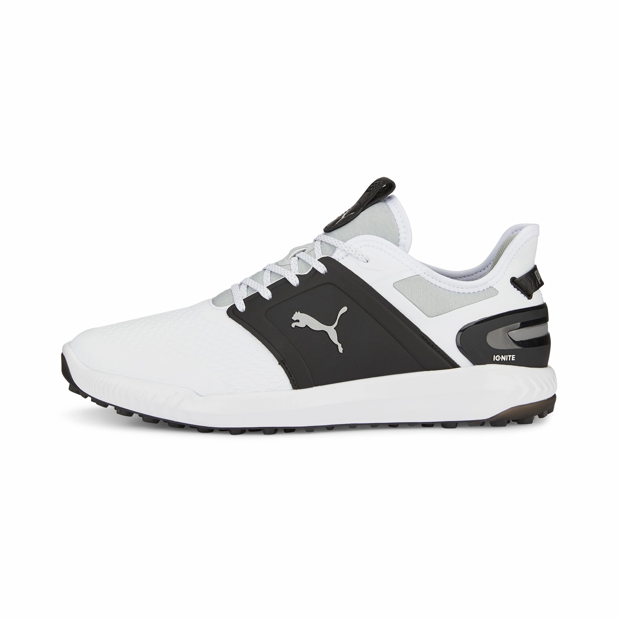 IGNITE ELEVATE Spikeless Golf Shoes | Puma White / Puma Black / Metallic Silver plain - design shoes Enhanced Performance