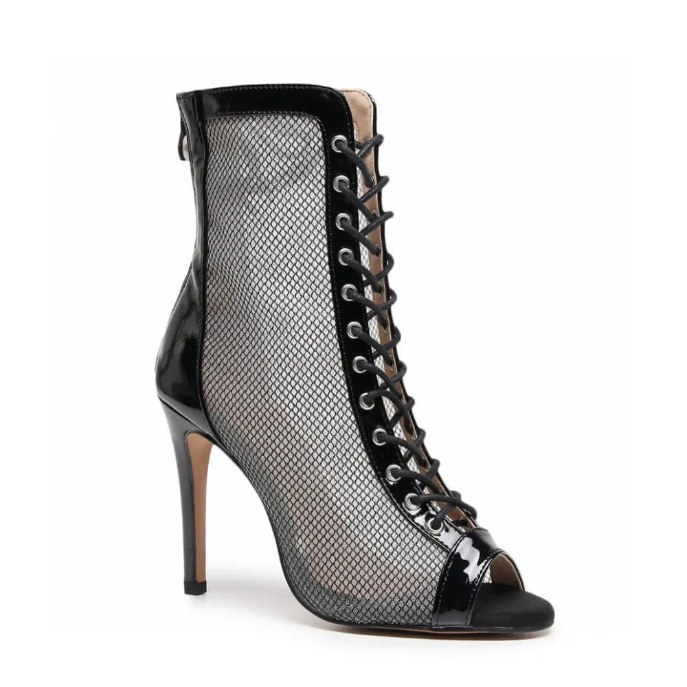 Chic Sandals Sculpted Heel Jezzie - Black Vegan Leather - Street Sole