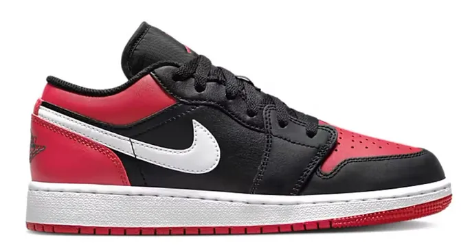 Soft Cushioning Pose Ready Jordan 1 Low Alternate Bred Toe (GS)