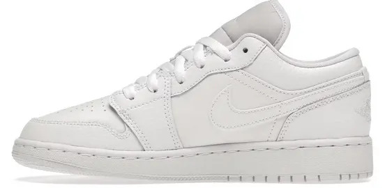 School Style Jordan 1 Low Triple White (GS)