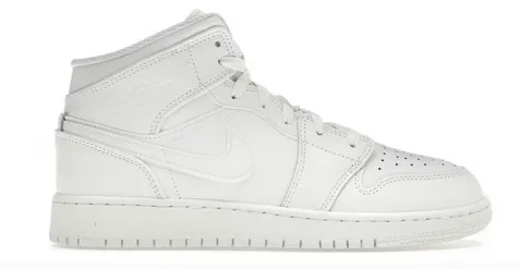 Jordan 1 Mid Triple White (2023) (GS) Club Edge