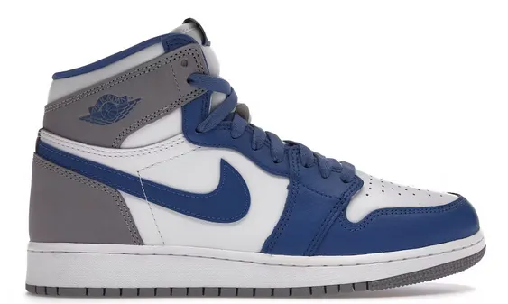 Jordan 1 Retro High OG True Blue (GS) Antique Glow Low Profile