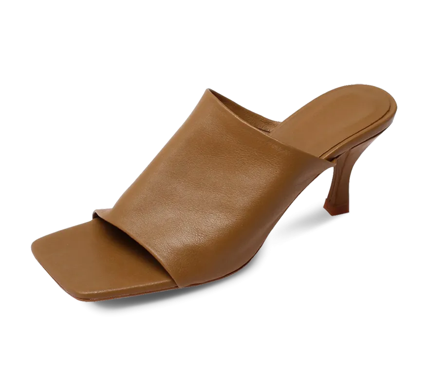 Katie Mid Heel Square Toe Sandals Premium Heels