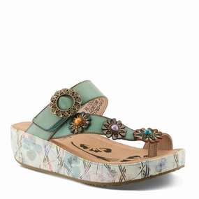 Comfy Sandals for Travel L'ARTISTE WOMENS BLISSBLOOM - MINT GREEN
