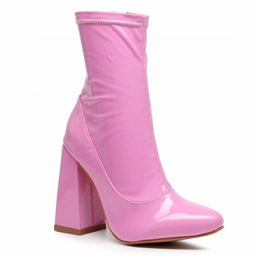La Gogo Ankle Boot - Pink Wet Look - Street Sole Charity Chic Chic Vibe