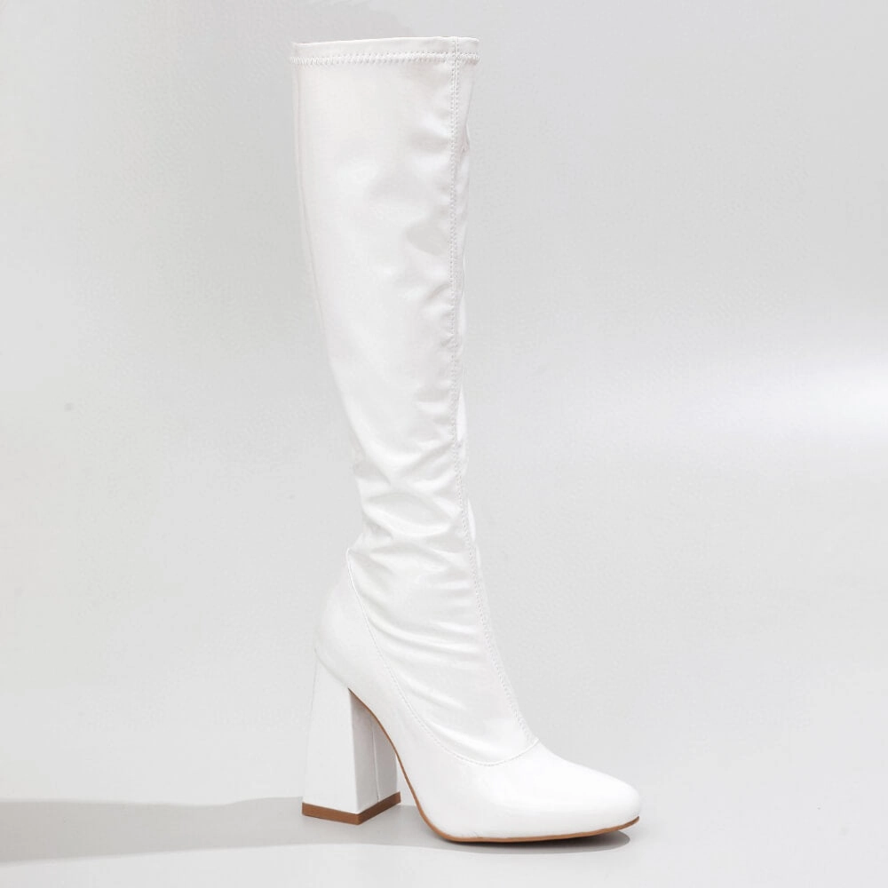 La Gogo Calf Boot - White Wet Look - Street Sole Body Spark Season Edge