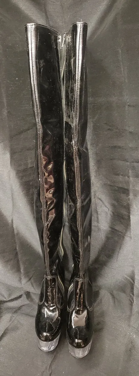 6" Kinley -- Women's Platform Dress Boot -- Blk Patent/Clear Smooth Entry Practical Build