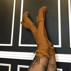 Classic Glow Classy Boots Leilani - Dark Tan Lycra - Street Sole