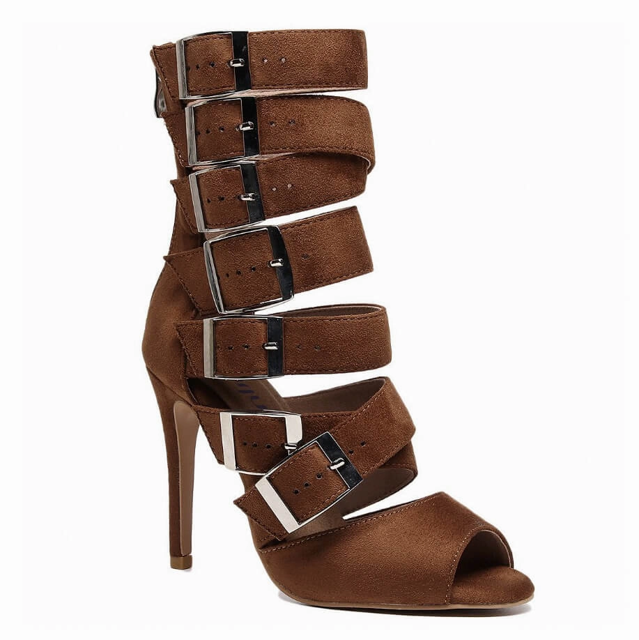 Stylish Heels Lennox - Brown Vegan Suede - Street Sole