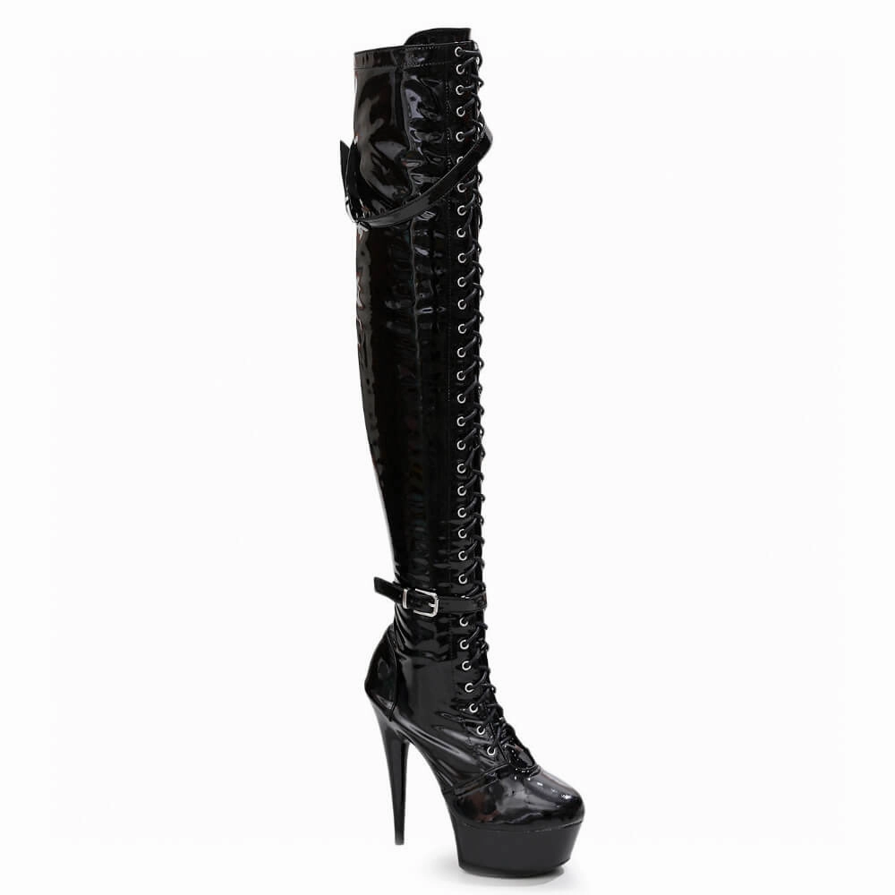 Modern Muse Lexx - Black Wet Look - Street Sole