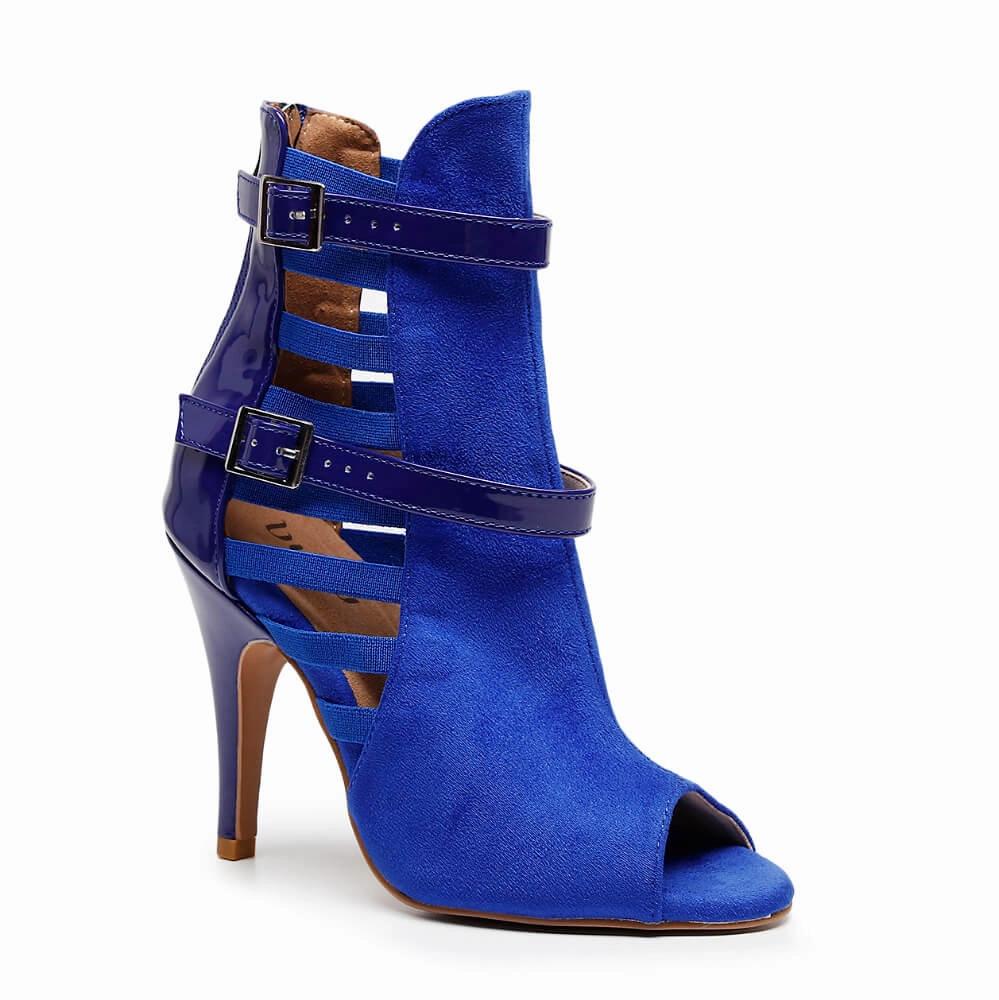 Luxury Pumps Star Spark Lowen - Blue Suede Navy Patent - Street Sole