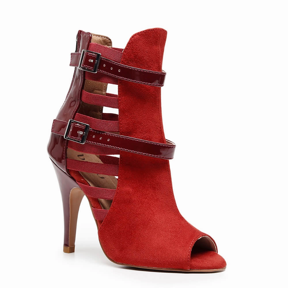 Lowen - Red Suede Burgundy Patent - Street Sole On Point Chic Glow