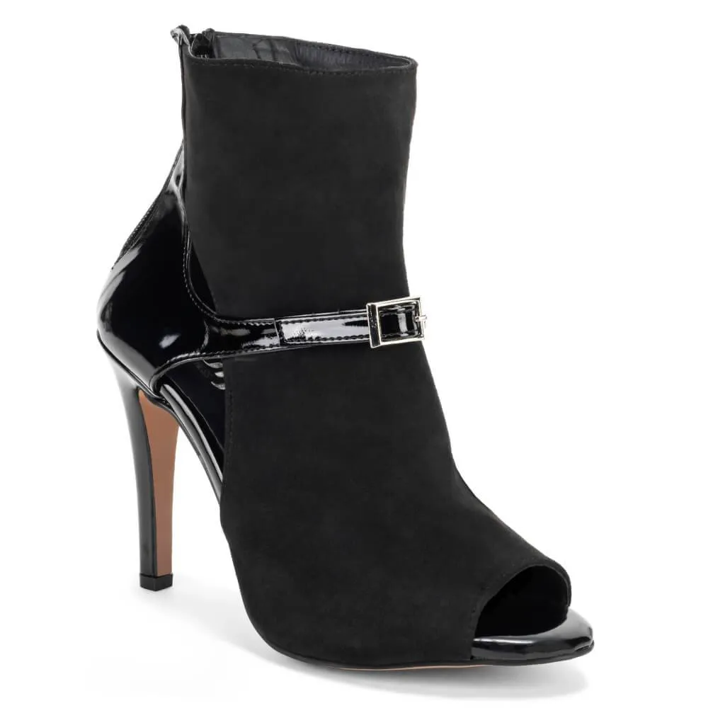 Trixzee - Black Vegan Suede with Patent - Street Sole Occasion Footwear