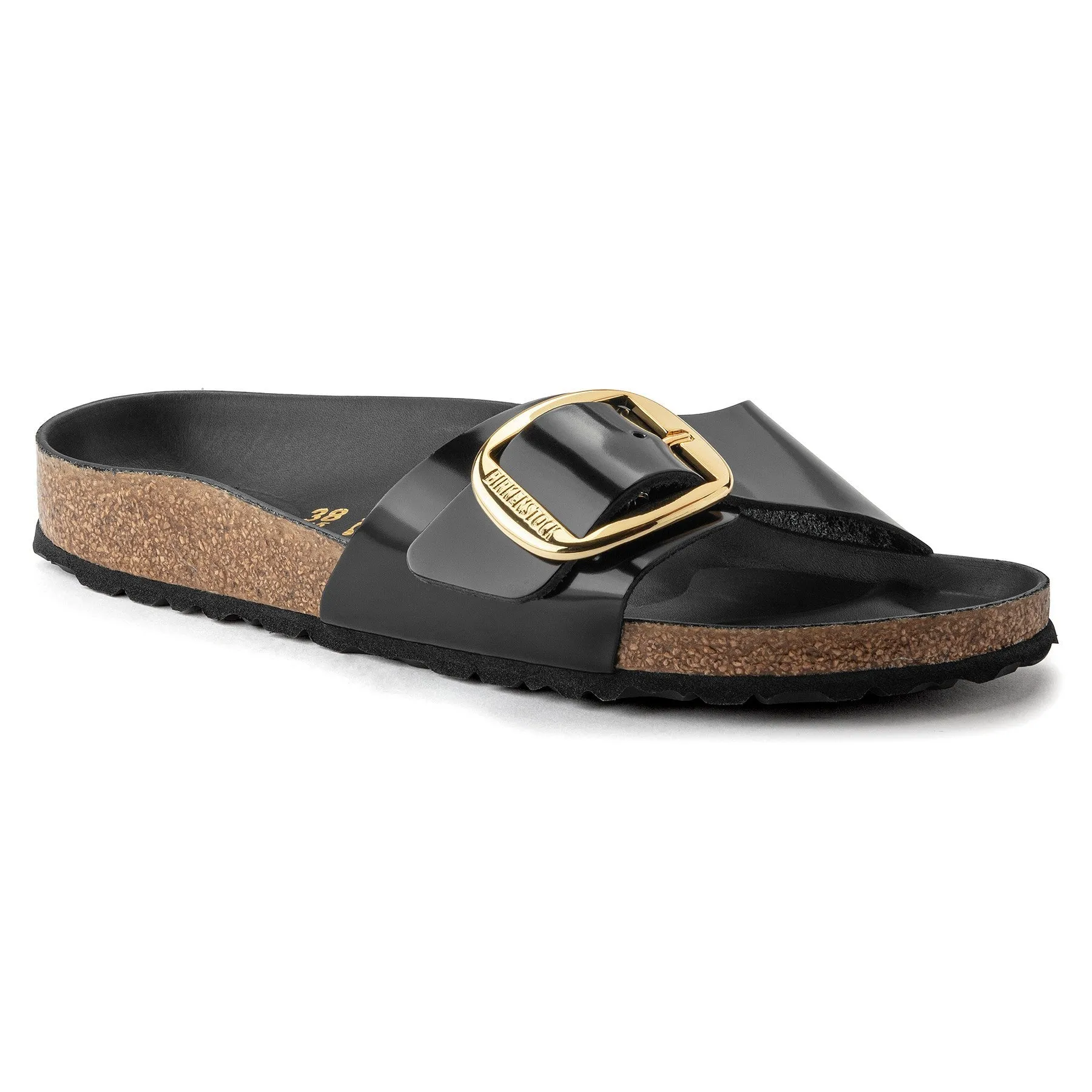 Comfort Cushion Low Heel Madrid | Big Buckle | Patent | Black