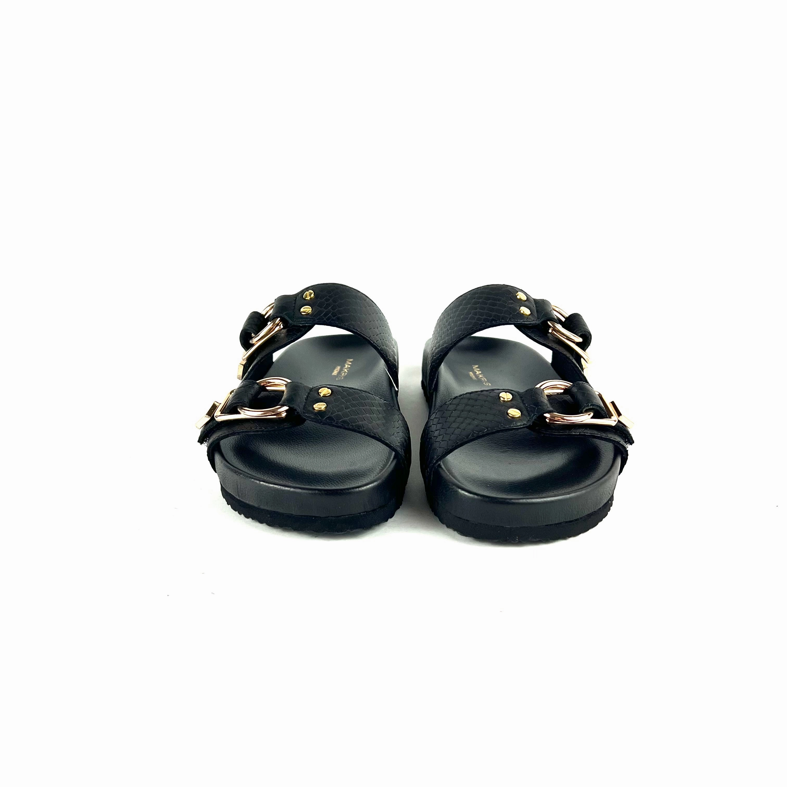 Makris - V56 Sandal (Black Snake) Flexible Sole Active Mode