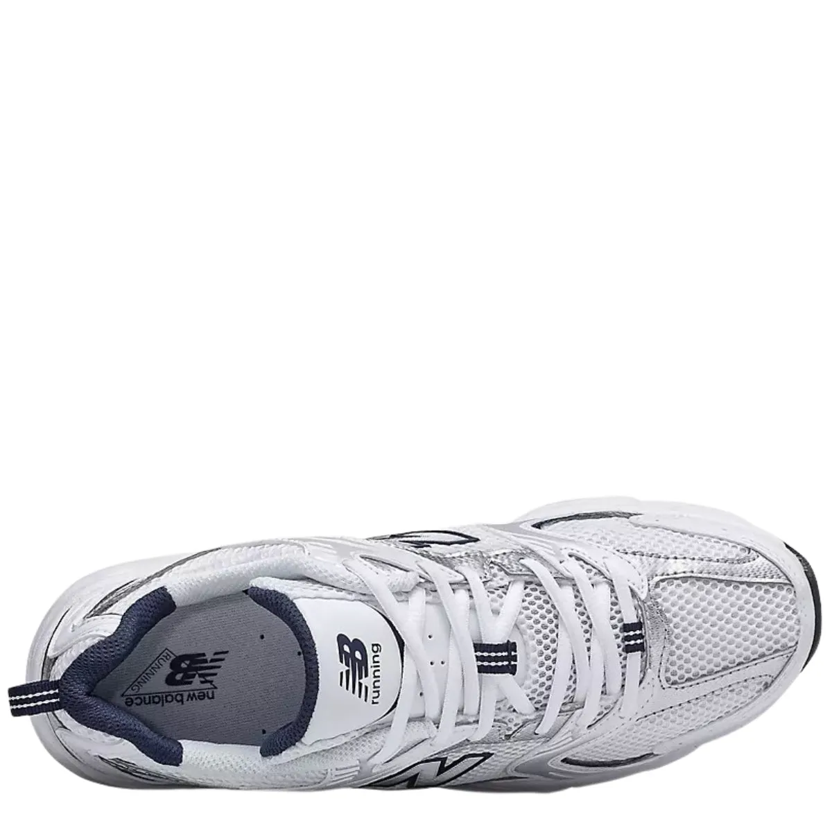New Balance 530 in White with Natural Indigo Recycled Material Lining Slip Resistant Trail Runner