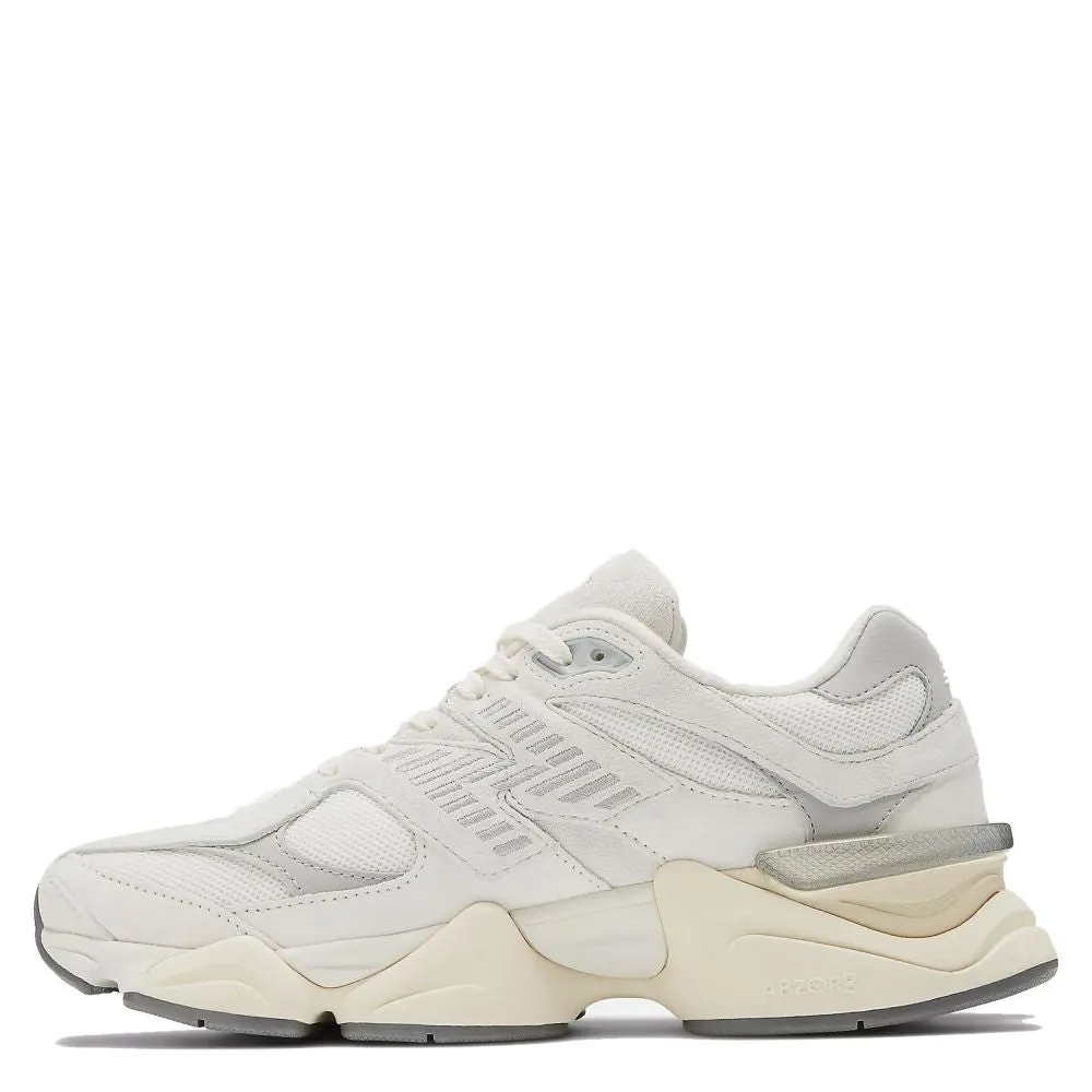 New Balance 9060 in Sea Salt with Concrete and Silver Metallic Ergonomic Shape Trail Strength