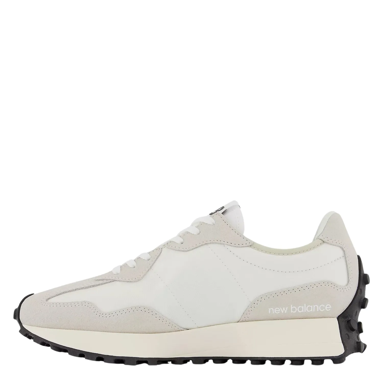 portable Hiking Trail New Balance Women's 327 in Sea Salt with White and Black Mesh