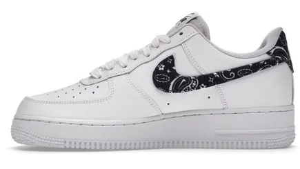 Adjustable Fit Sky Light Nike Air Force 1 Low '07 Essential White Black Paisley (W)