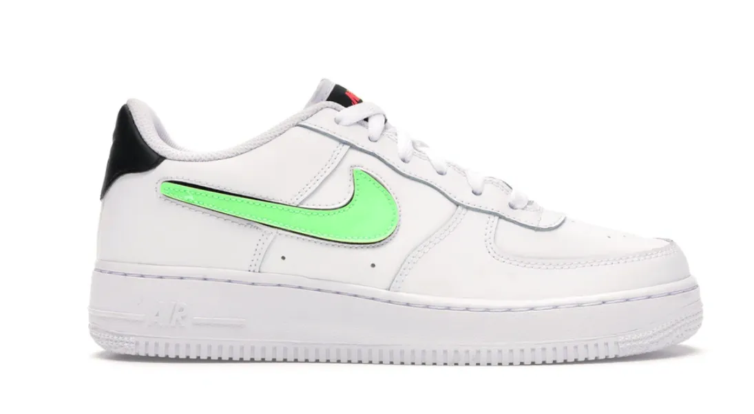 Slip Resistant Fast Run Nike Air Force 1 Low Removable Swoosh White Green Strike (GS)