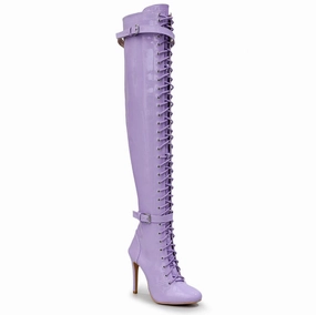 Comfortable Boots Classy High Heels Omani - Lavender Vegan Patent - Street Sole